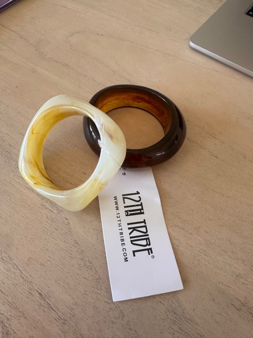 12th Tribe Tabby Set of 2 Chunky Bangles Size O/SO/S - Picture 9 of 9